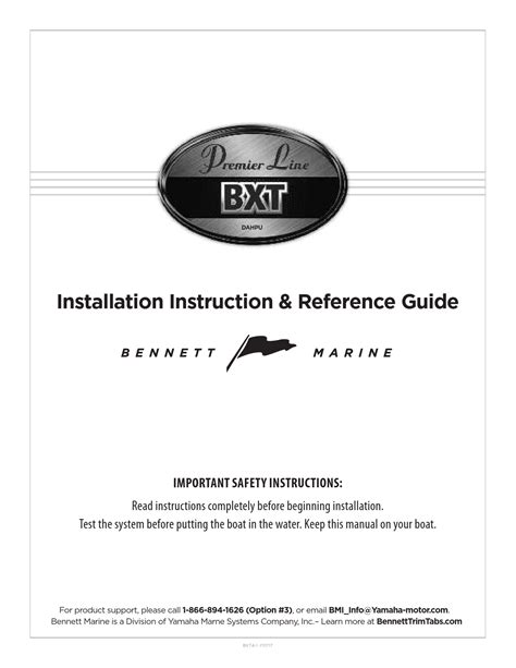 Bennett Marine BXT Trim Tab System Installation Instructions with DAHPU Pump