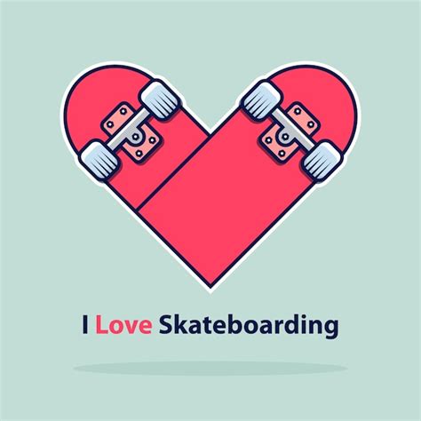 Premium Vector | Skateboard heart icon in flat design