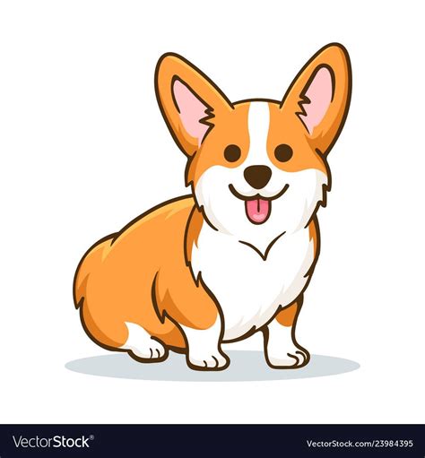 Corgi. Funny orange smiling welsh corgi vector illustration, cute comic ...