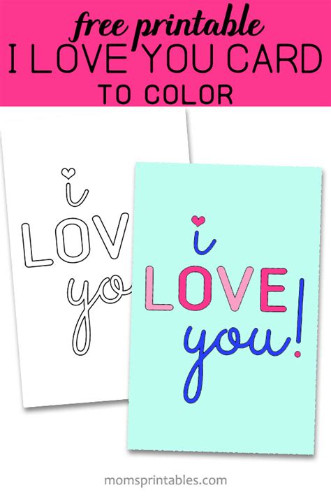 I Love You | Printable Card - Mom's Printables