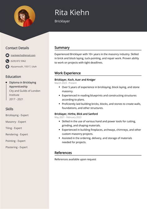 Bricklayer CV Example for 2023 (Skills & Templates)