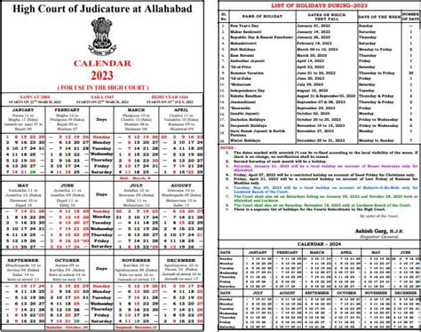 Calendar 2024 High Court Allahabad - Erika Jacinta