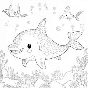 Smiling whale shark front view coloring page Lulu Pages