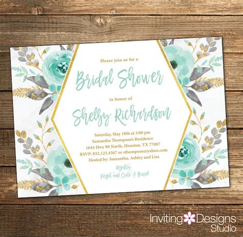 Mint Bridal Shower Invitation Bridal Shower Invitation Mint | Etsy