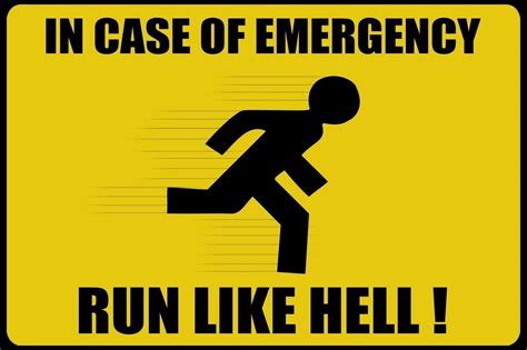 Funny Warning Sign in Emergency Run Like Hell Sticker Self - Etsy