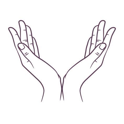 Line art drawing of praying hand. Praying hands 6051345 Vector Art at ...