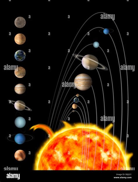 Digital Illustration of the Sun and Nine Planets of Our Solar System ...