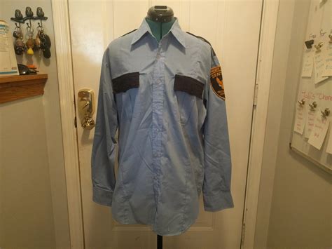 Blue Security Guard Shirt, Button Up, Patch, Small Stain, Pen Pocked ...