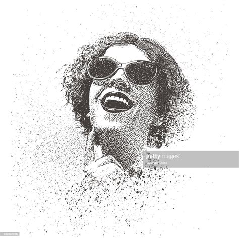 Retro Spray Paint Graffiti Portrait Of A Young Woman Wearing Vintage Sunglasses High-Res Vector ...