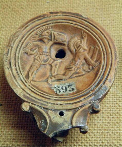 Terracotta oil lamp with gladiatorial scene, Musée gallo-r… | Flickr