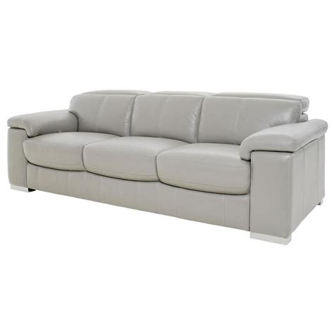 Charlie Light Gray Leather Sofa | El Dorado Furniture