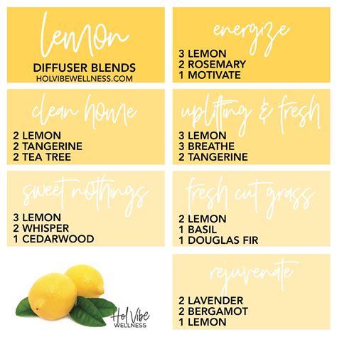 Lemon essential oil diffuser blends with: rosemary, motivate, tangerine, tea tree, melaleuca ...