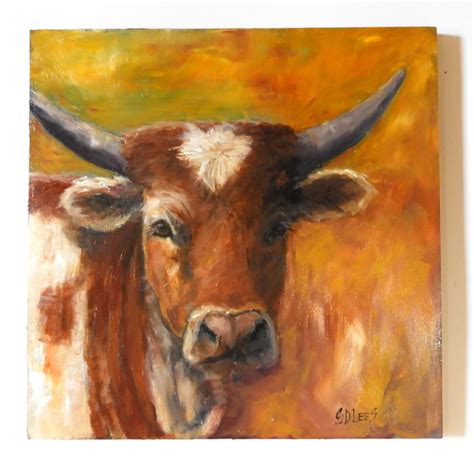 Longhorn Cow Art Oil Painting Original Western Art Ranch - Etsy