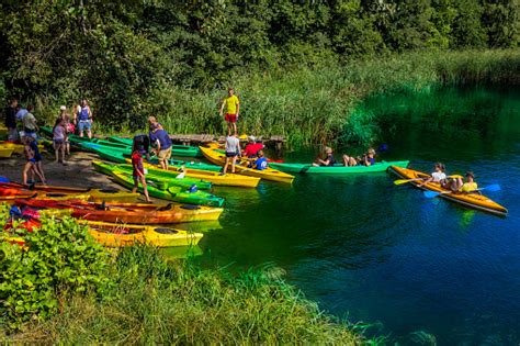 Kayaking On The River Drawa Poland Stock Photo - Download Image Now - Canoe, Canoeing, Editorial ...