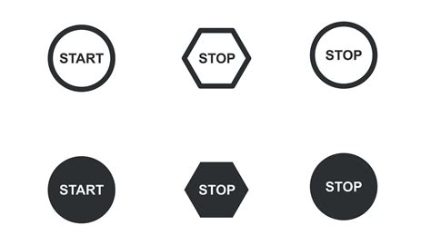 set of start and stop button icons, road sign for graphic, website and ...