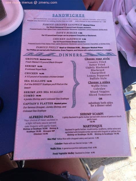 Online Menu of Dockside Dave's Restaurant, Madeira Beach, Florida, 33708 - Zmenu