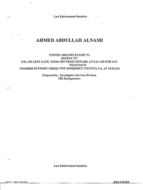 FBI Summary about Alleged United 93 Hijacker Ahmed Alnami | United ...