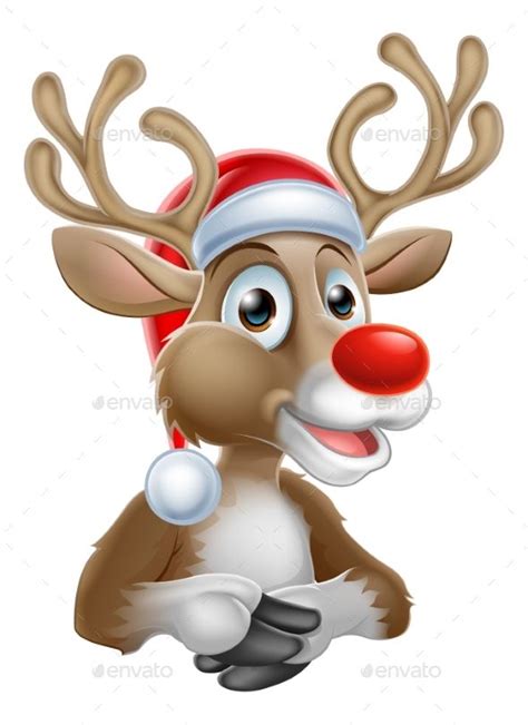 Christmas Reindeer Cartoon with Santa Hat | Christmas cartoons, Christmas reindeer, Deer cartoon