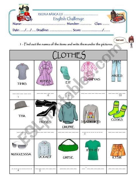 Clothes challenge - ESL worksheet by freddy