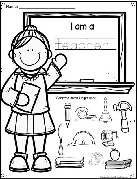 back to school preschool worksheet for teacher community help… | Community helpers theme ...