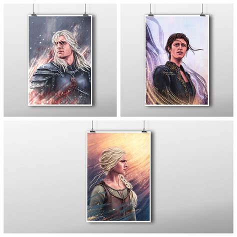 The Witcher Season 2 Geralt Yennefer Ciri Art Print Henry Cavill Anya Cholatra Freya Allan ...