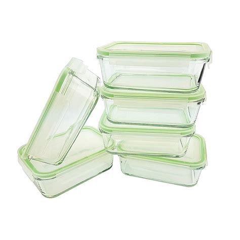 Kinetic GoGreen Glassworks 30 oz 12-Piece Rectangular Oven Safe Glass Food Storage Container Set ...