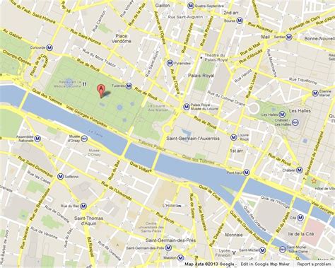 Jardin des Tuileries on Paris Map