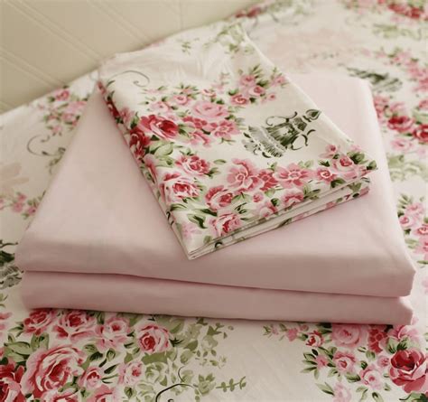 FADFAY Rose Floral 4 Piece Bed Sheet Set 100% Cotton Deep Pocket-Twin ...