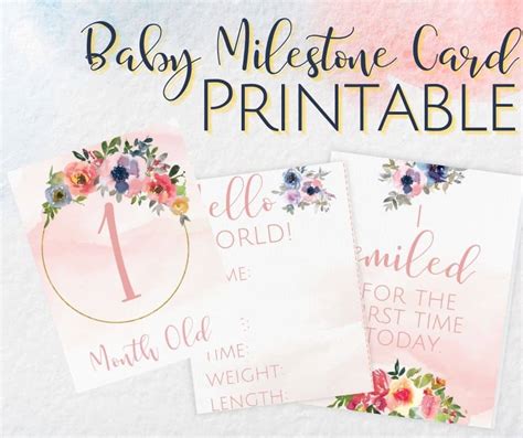 Free Printable Baby Milestone Cards Shabby Chic Flowers, 58% OFF