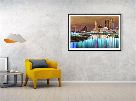 Columbus Skyline Print Ohio Art Columbus River and | Etsy