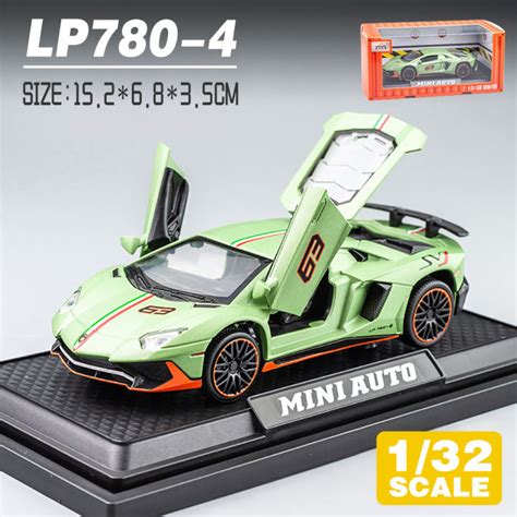 LEO 1:32 Lamborghini LP780-4 Supercar Metal Diecast Alloy Toy Car Model ...