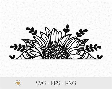 Half Sunflower Svg Sunflower Border Svg Split Sunflower Svg - Etsy