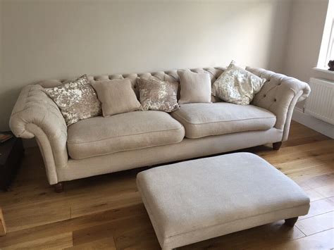 'Wheat' coloured fabric Chesterfield sofa, armchair and footstool | in Westbury On Trym, Bristol ...