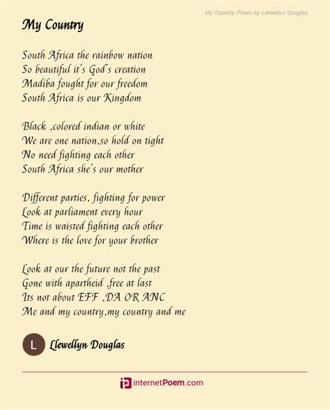 My Country Poem by Llewellyn Douglas