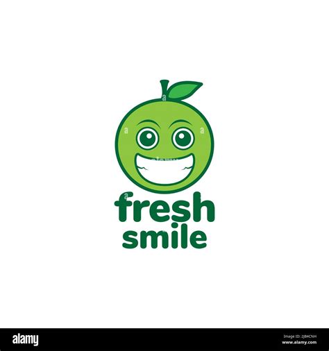 cartoon smile fruit fresh green apple logo design vector graphic symbol icon illustration ...