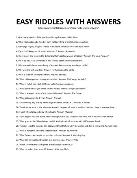 Funny Riddles With Answers Printable