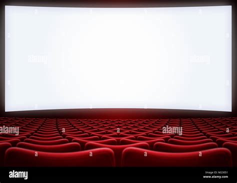 movie theater screen with red seats backgound 3d illustration Stock ...