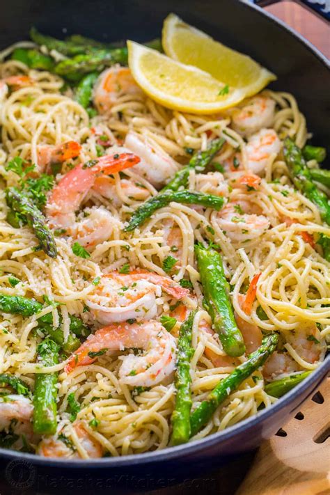 Shrimp Scampi Pasta with Asparagus (VIDEO) - NatashasKitchen.com