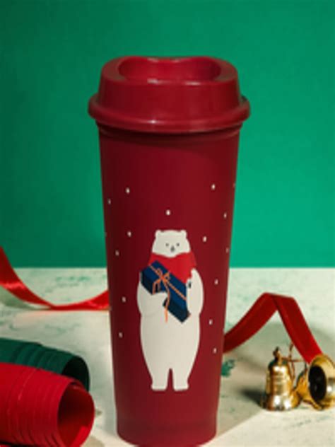 Buy Starbucks Holiday Red & White 2 Pieces Printed Matte Mug With Straw ...