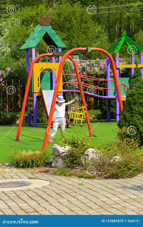 Little Children Run Around and Play in the Playground. Game Cent Stock Photo - Image of ...