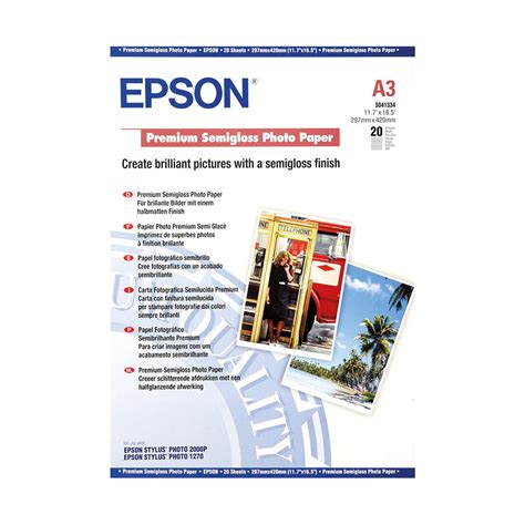 Epson Premium A3 Semi-Gloss Photo Paper 251gsm c13s041334