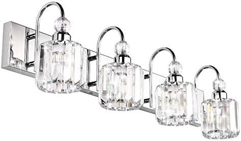 Ralbay Modern LED Crystal Bathroom Vanity Lights Stainless Steel Crystal Vanity Lights Over ...