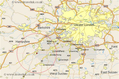 Farnham Map - Street and Road Maps of Surrey England UK