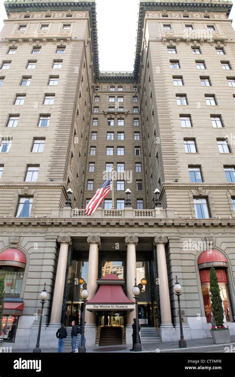 Entrance and facade of the Westin St Francis Hotel in San Francisco ...