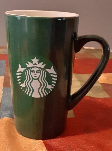 Starbucks ceramic coffee mug cup 16 oz green front multi color back see pics | eBay