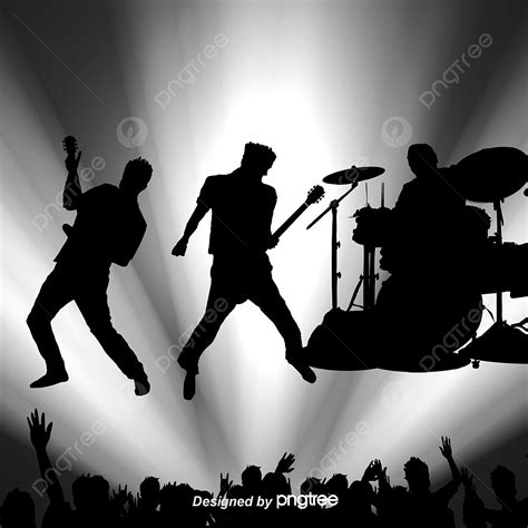 Performance Silhouette PNG Images, Rock Band Live Performances Vector Silhouettes, Band ...