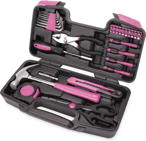 Kit de ferramentas domésticas rosa multiuso de 40 peças para meninas ...