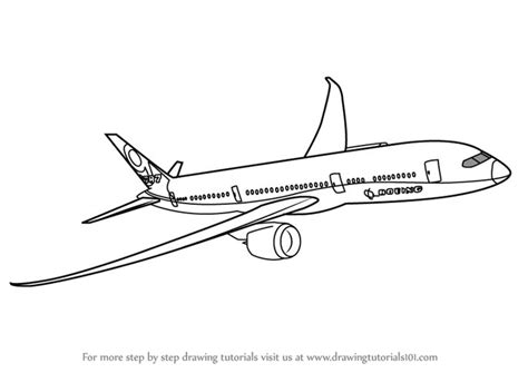 Learn How to Draw a Boeing 787 (Airplanes) Step by Step : Drawing Tutorials | Airplane drawing ...