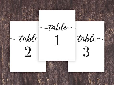 Template For Table Numbers