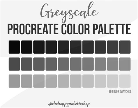 Greyscale Procreate Color Palette Lettering Digital Art Digital Illustration iPad Procreate ...